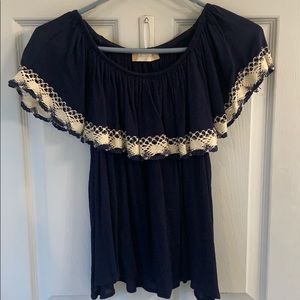Navy Blue Off the Shoulder Top